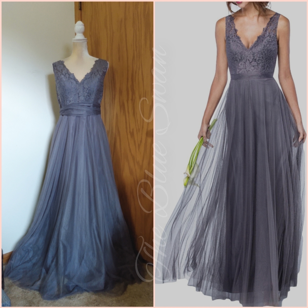 NWT Watters & Watters BHLDN Desiree Pewter Smoke Lace Gown 02600 Size 14